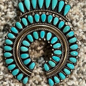 Stamped Turquoise Swuash Blosom